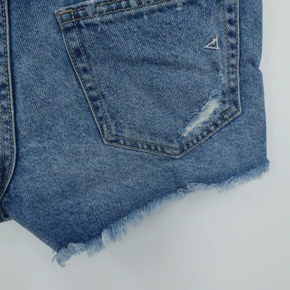 Extra Small Denim Shorts Blue Raw Hem Boho Festival Coastal Summer Distressed‎ - Picture 14 of 16